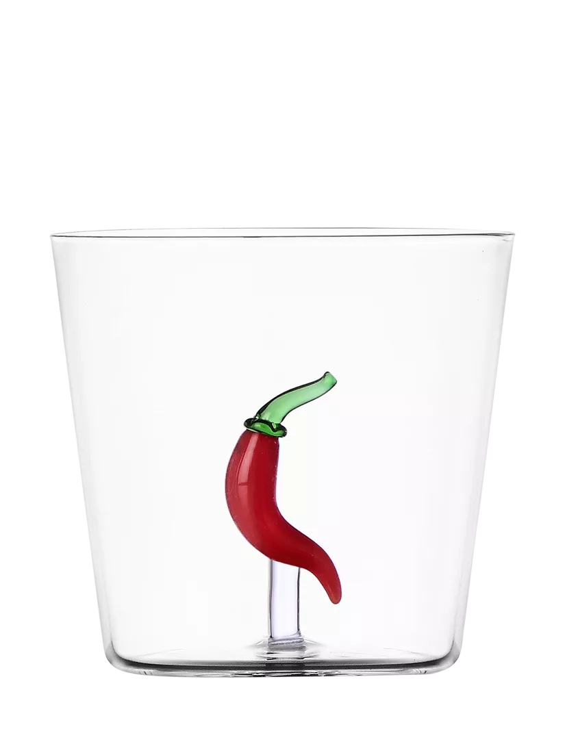 Ichendorf Milano chilli pepper glass tumbler 400ml clear/red (British brand)