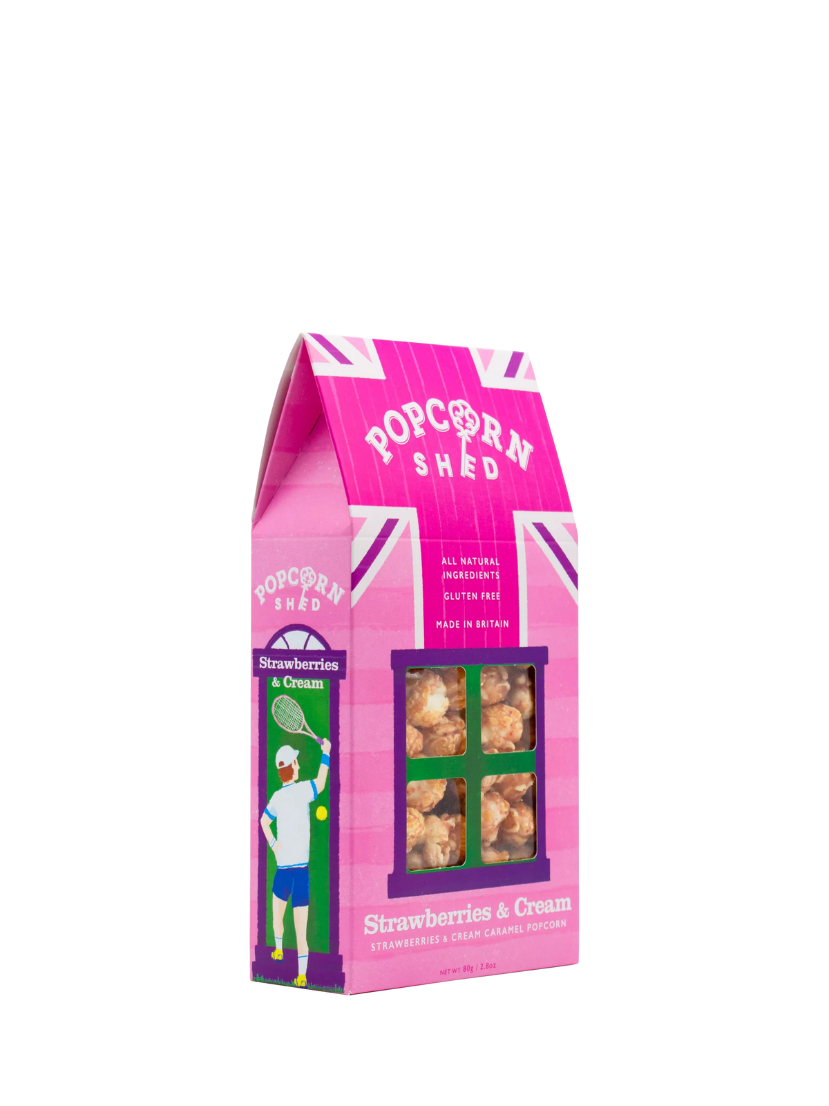 Popcord Shed strawberries and cream popcorn 80g, imported from the UK