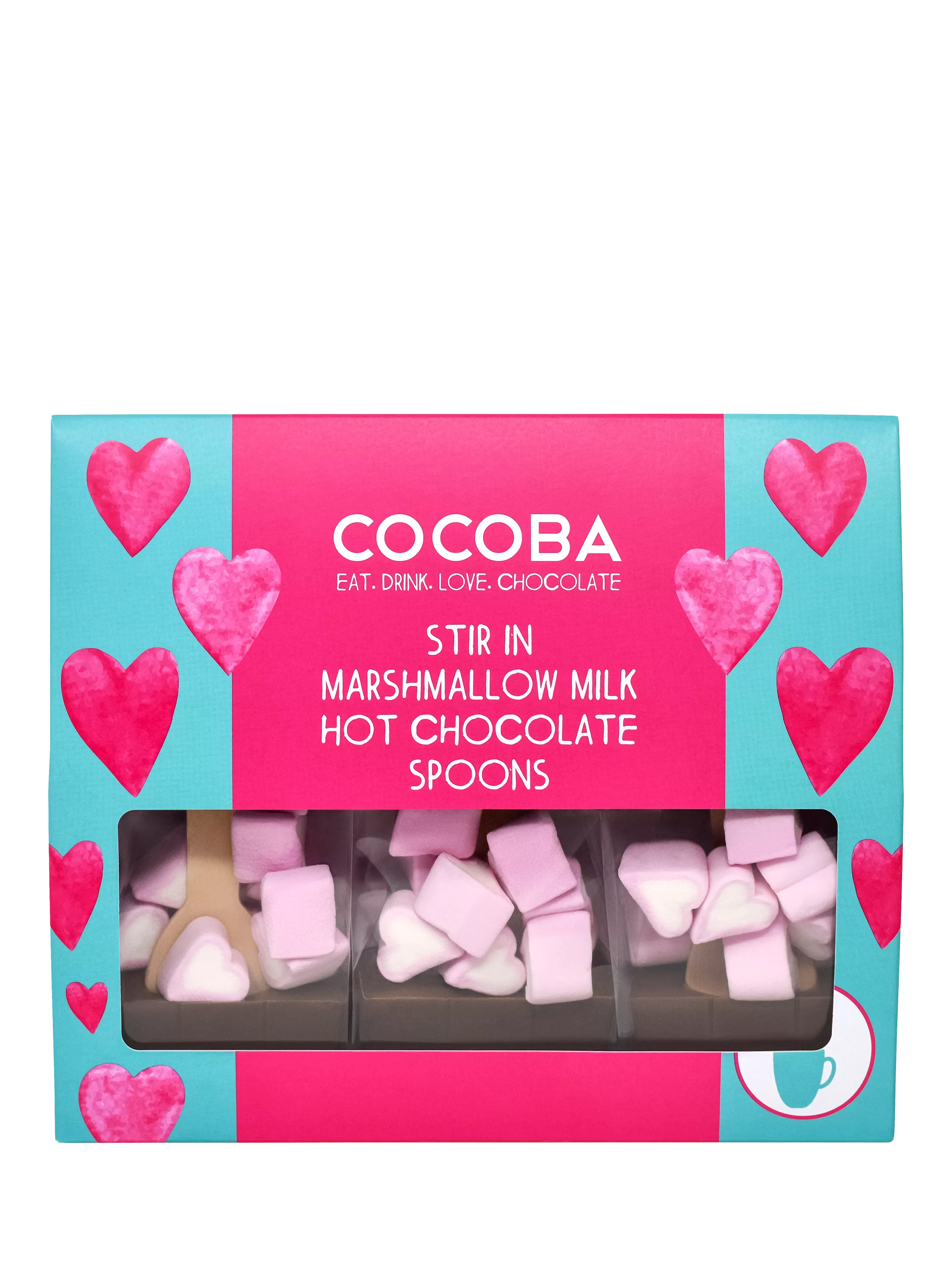 Cocoba Marshmallow Hearts Hot Chocolate Spoons, 50g - McGrocer