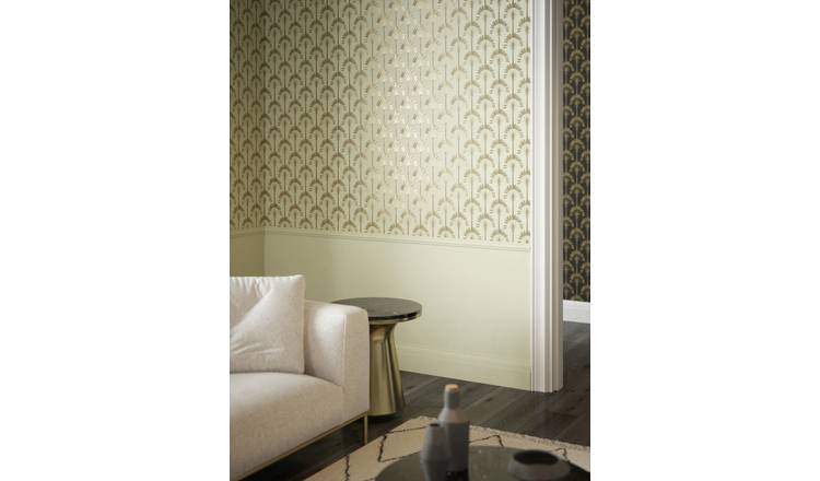 Arthouse Palm Palace Wallpaper in Cream/Gold 53cm x 1005m roll - British product