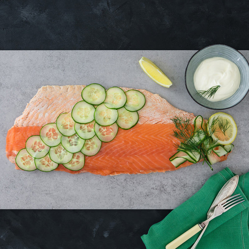 Coln Valley poached Scottish salmon dressed with smoked salmon 1.1kg - British product