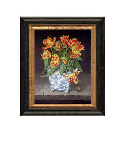 Brookpace Lascelles Orange Tulips in China Vase Framed Canvas Print Yellow/Red 44 x 36cm