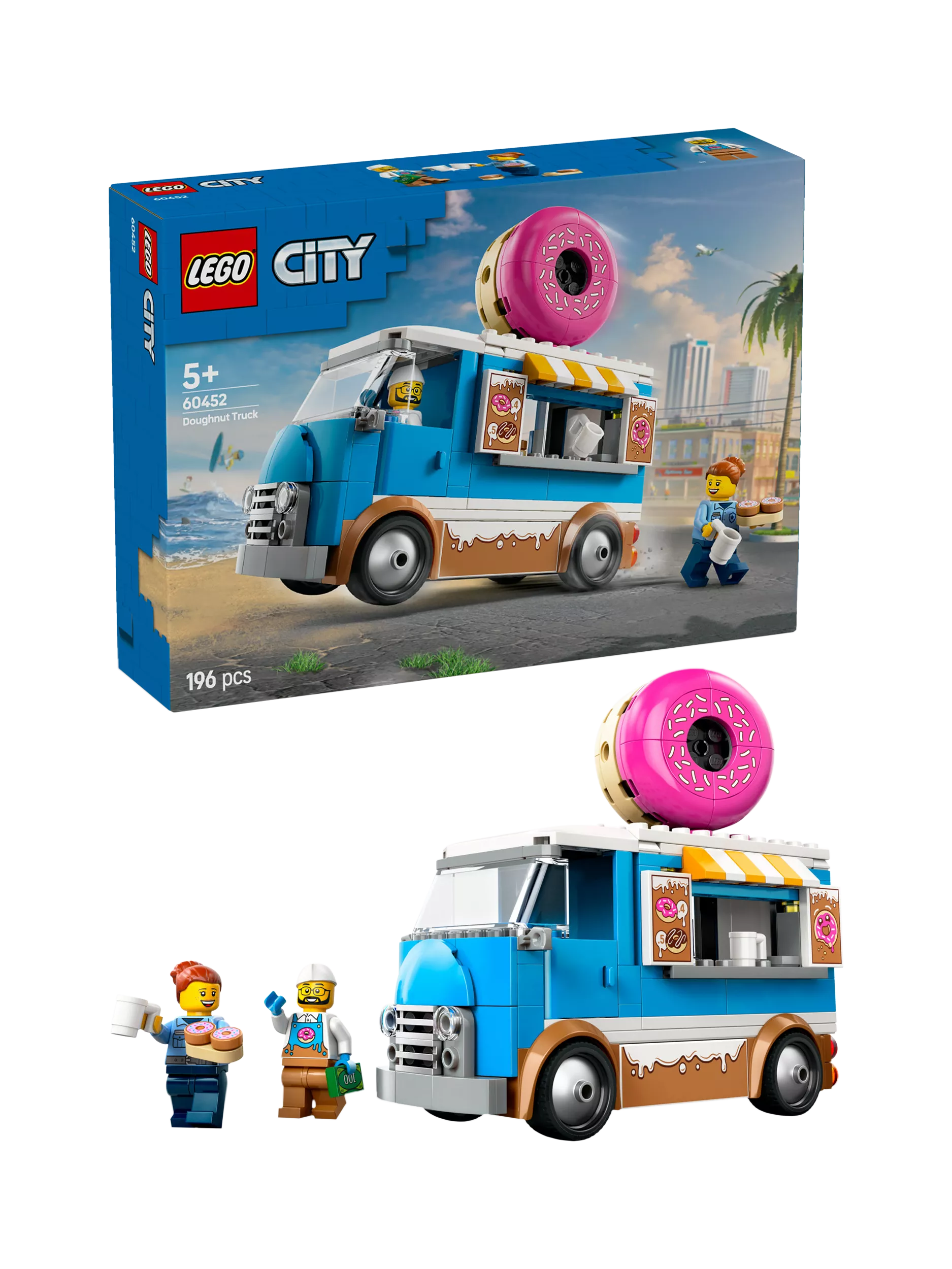 LEGO City Doughnut Truck Toy Set with 2 minifigures, UK version