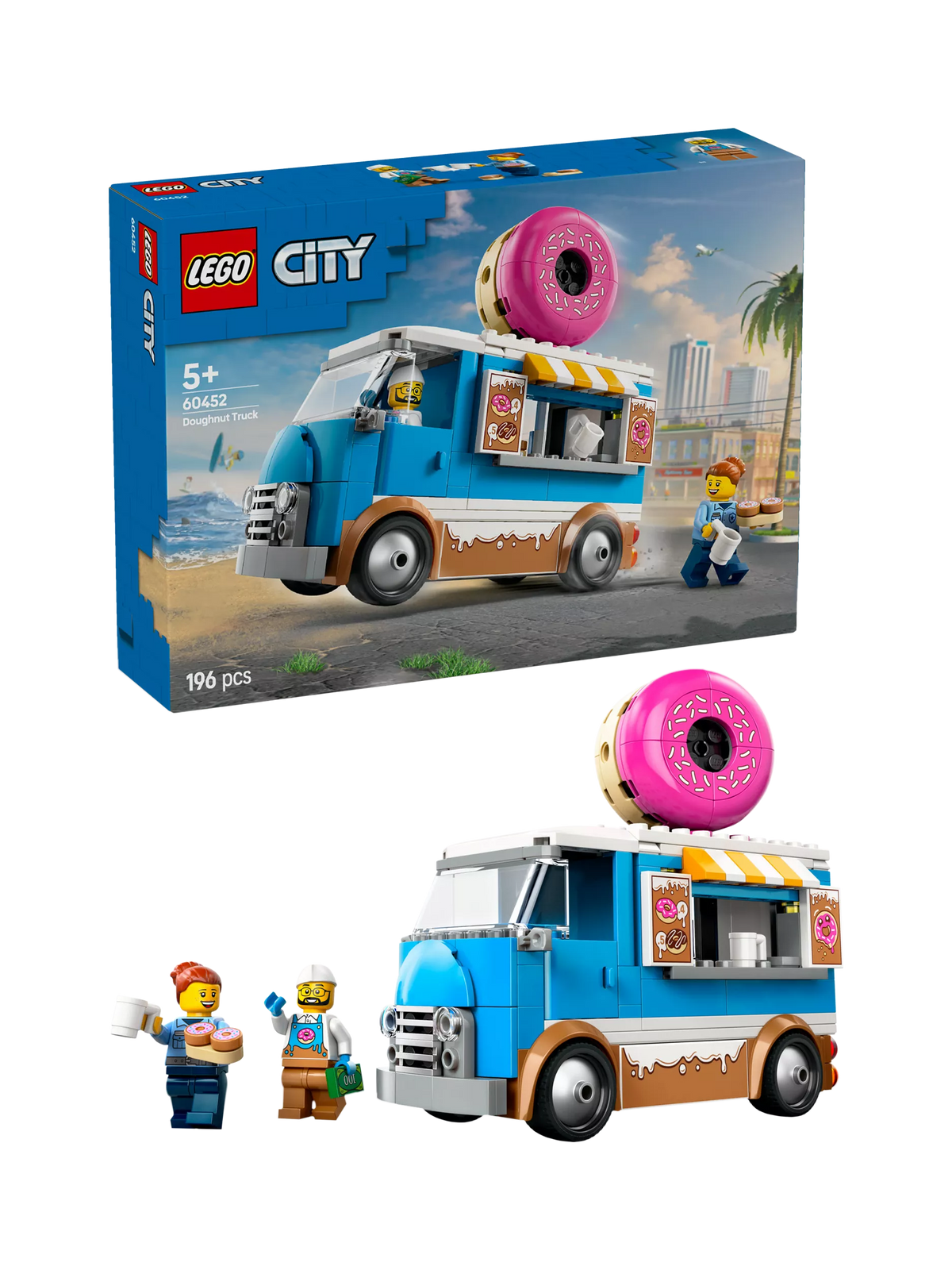 LEGO City Doughnut Truck Toy Set with 2 minifigures, UK version