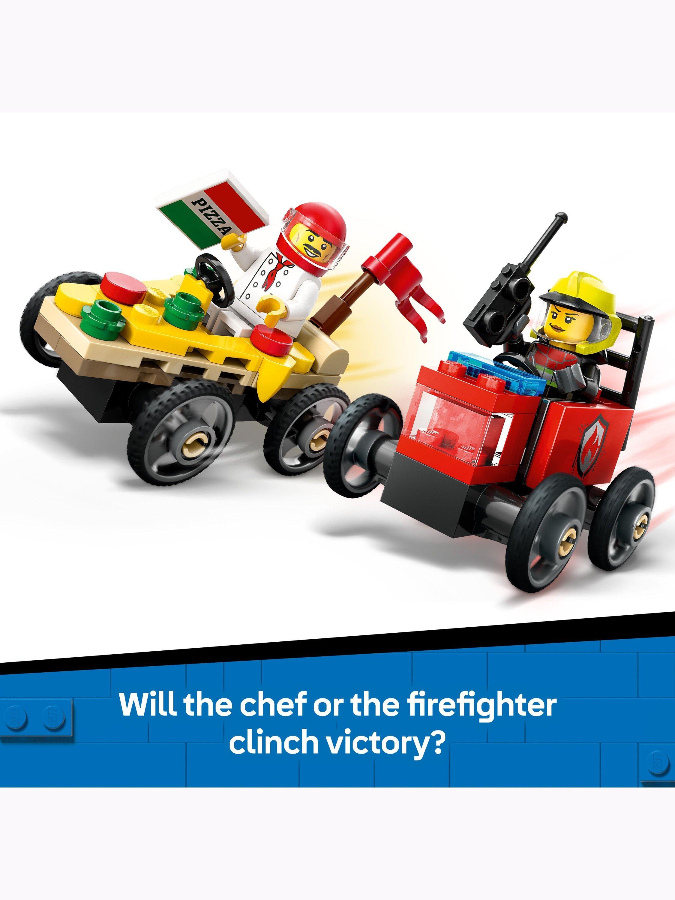 LEGO City Pizza vs Fire Truck Race Car Pack 60458, UK version