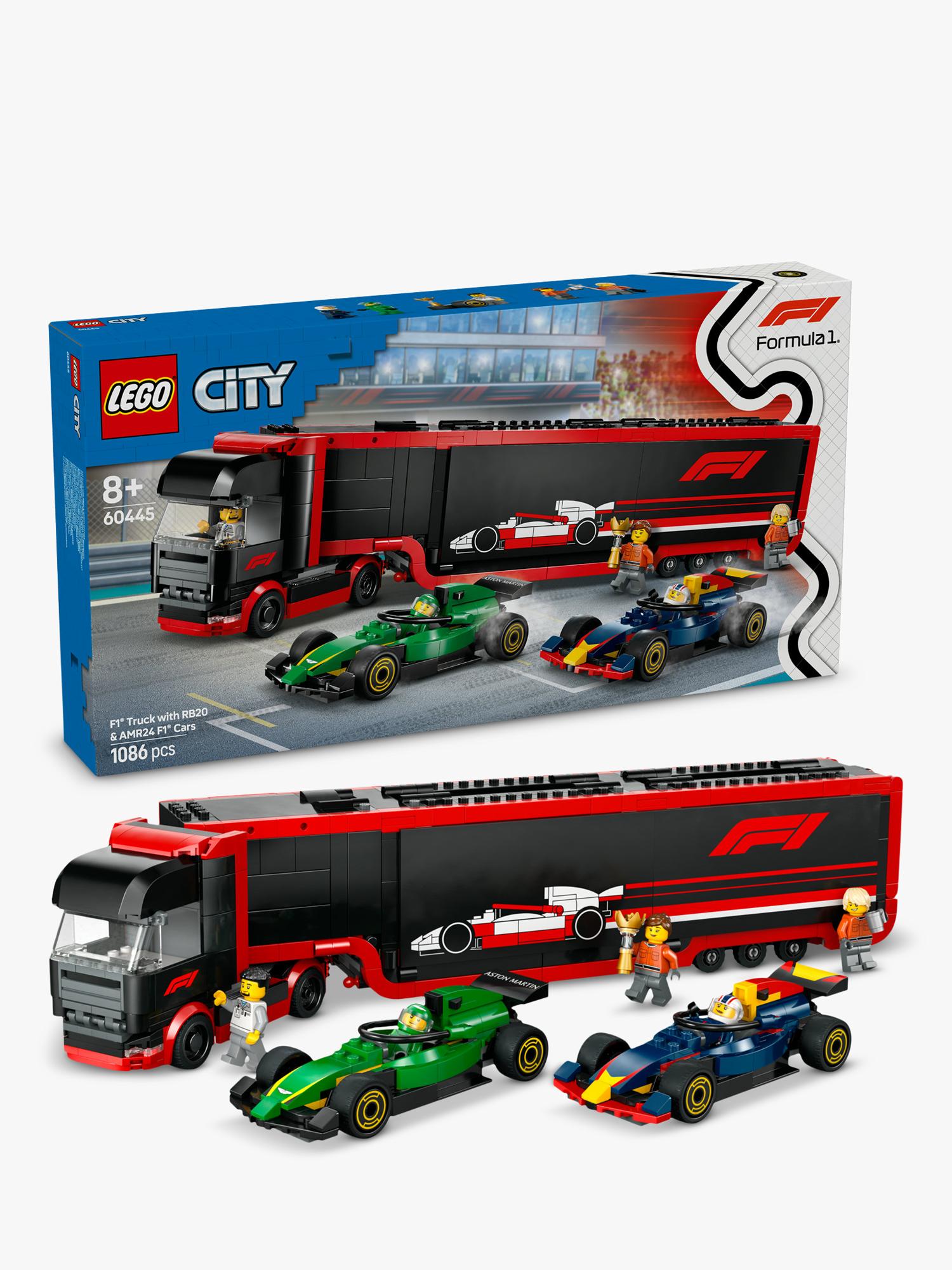 Lego F1 Truck with RB20 and AMR24 F1 Cars playset, UK version