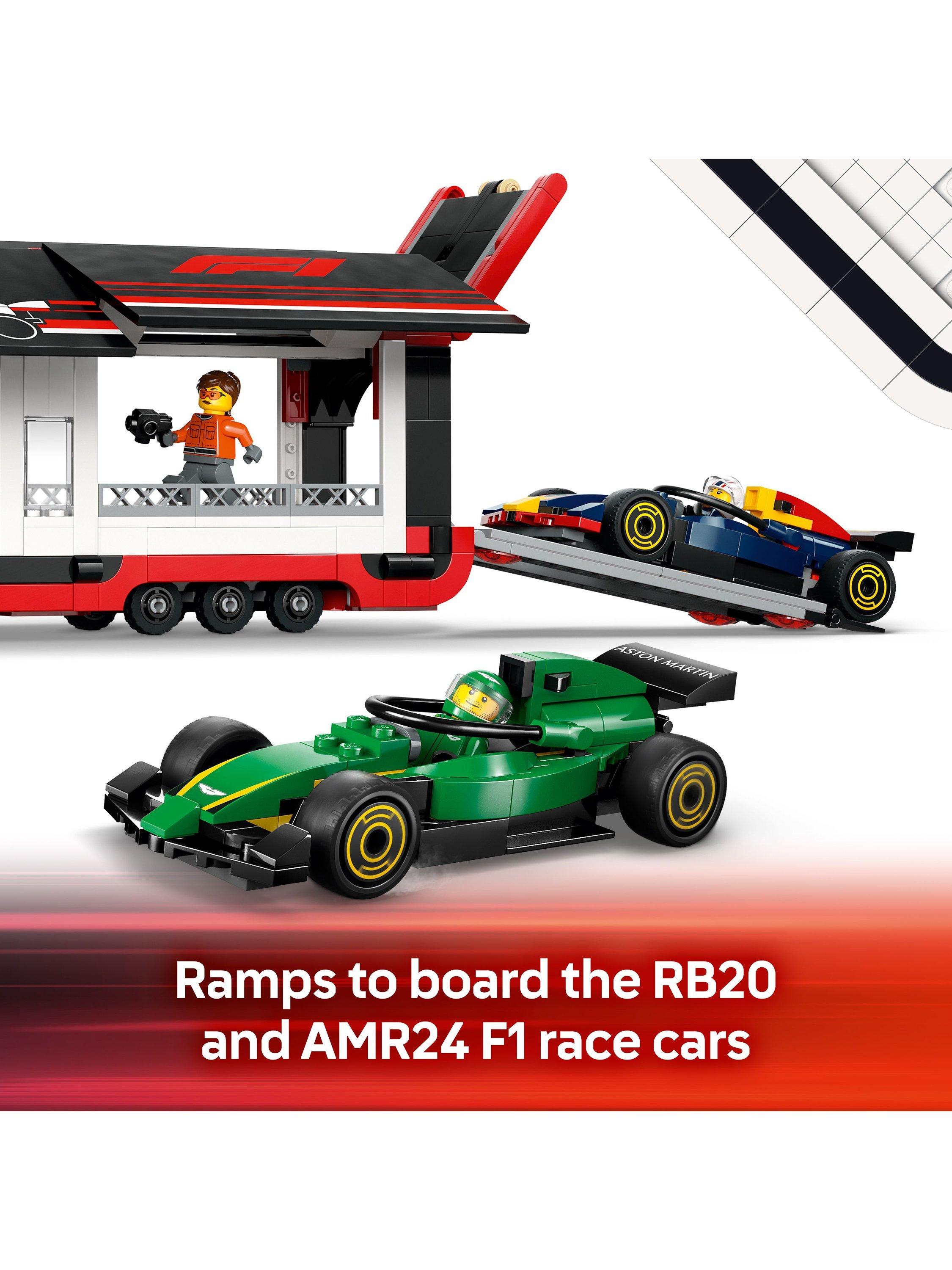 Lego F1 Truck with RB20 and AMR24 F1 Cars playset, UK version
