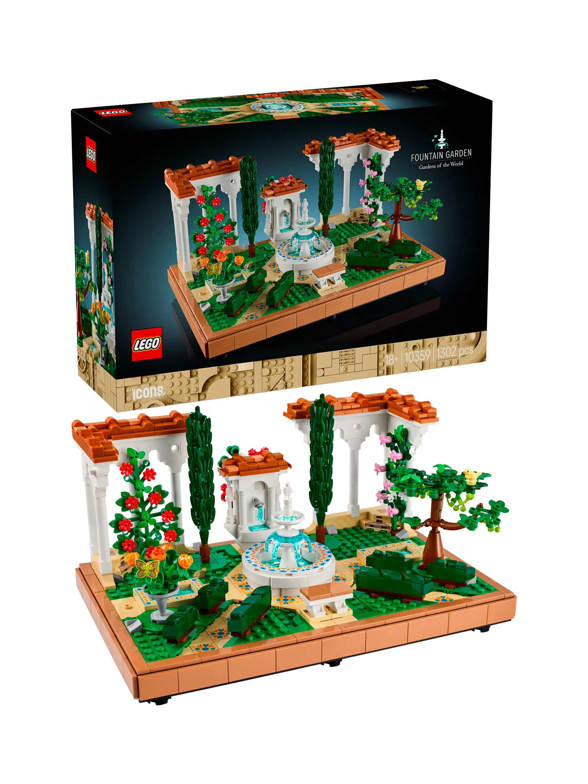 Lego Icons Fountain Garden building set, UK version