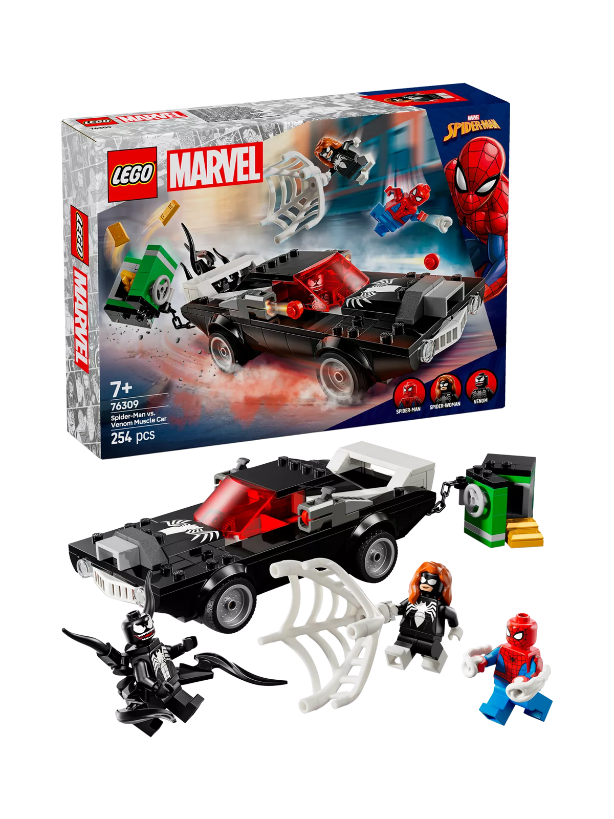 LEGO Marvel Spider-Man vs. Venom Muscle Car Playset 76309, UK version