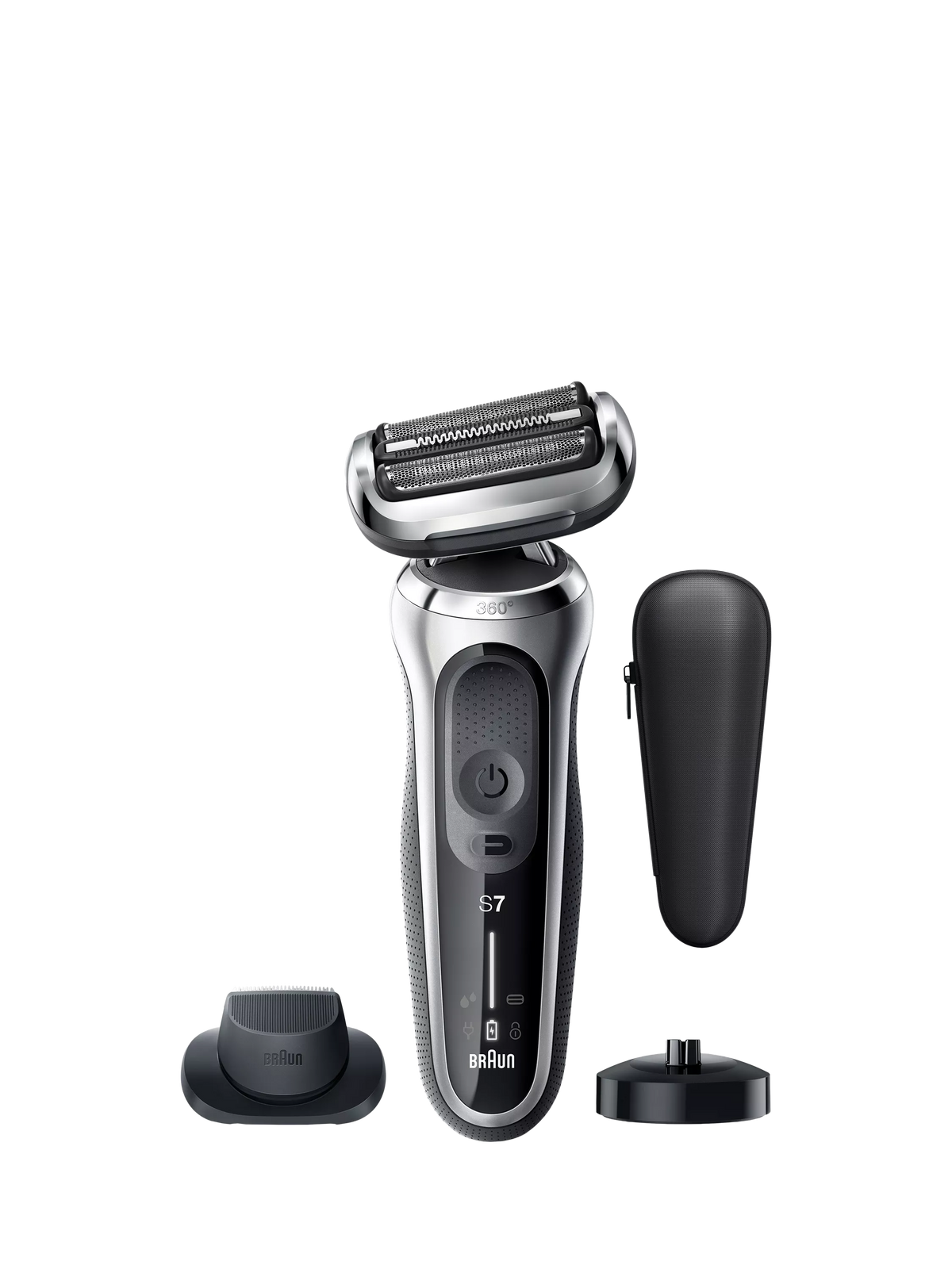 Braun Series 7 electric shaver silver with trimmer attachment - British product