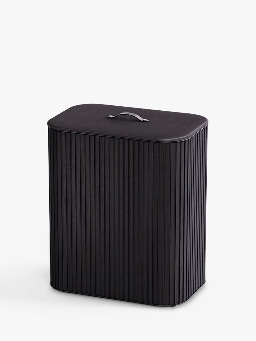Laundry Basket with Bamboo Exterior and Two Fabric Tote Bags, 90L