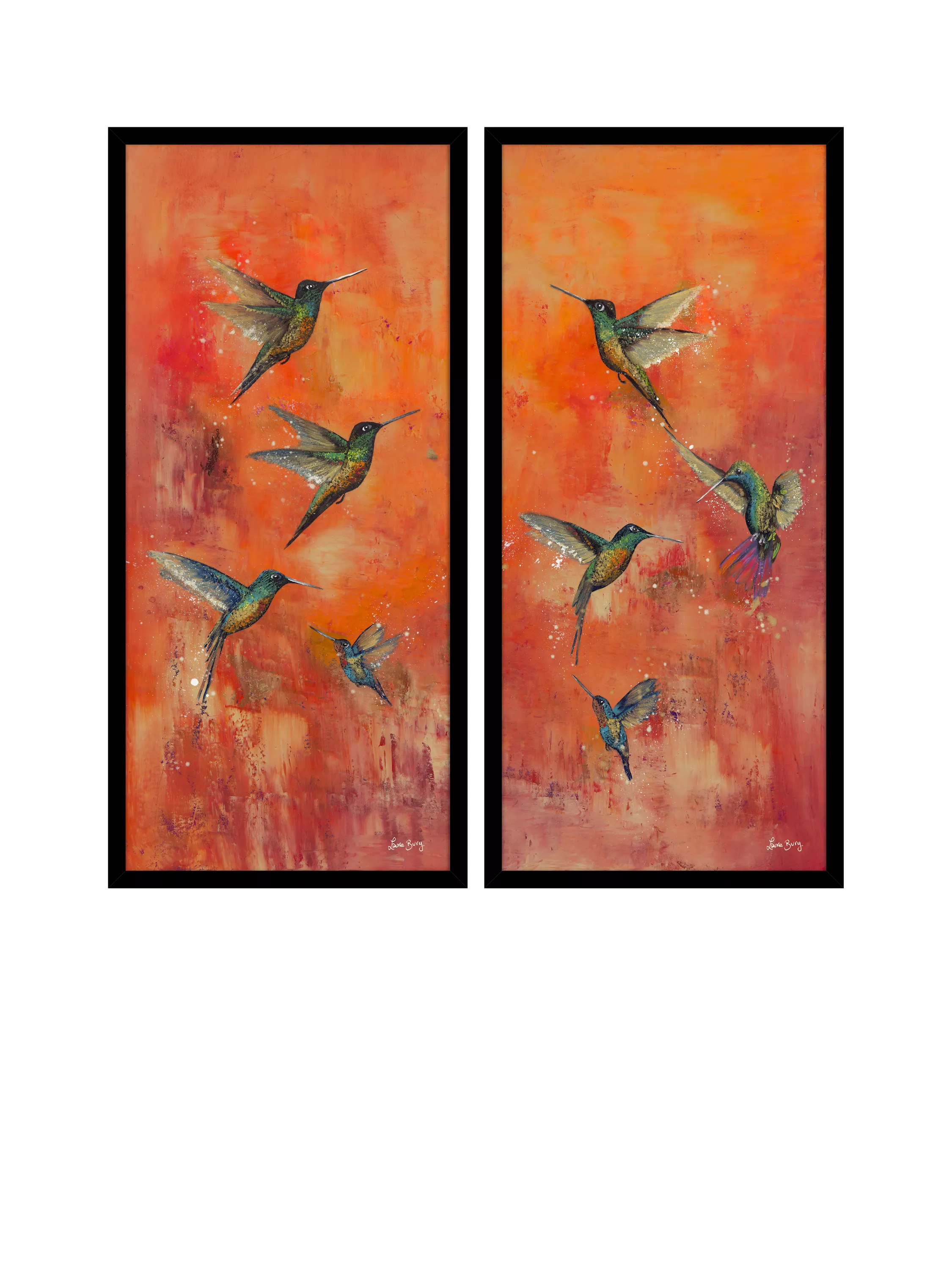 John Lewis Laure Bury 'Nature's Realm I' framed print, set of 2, 103.5 x 48.5cm, orange/green, UK version