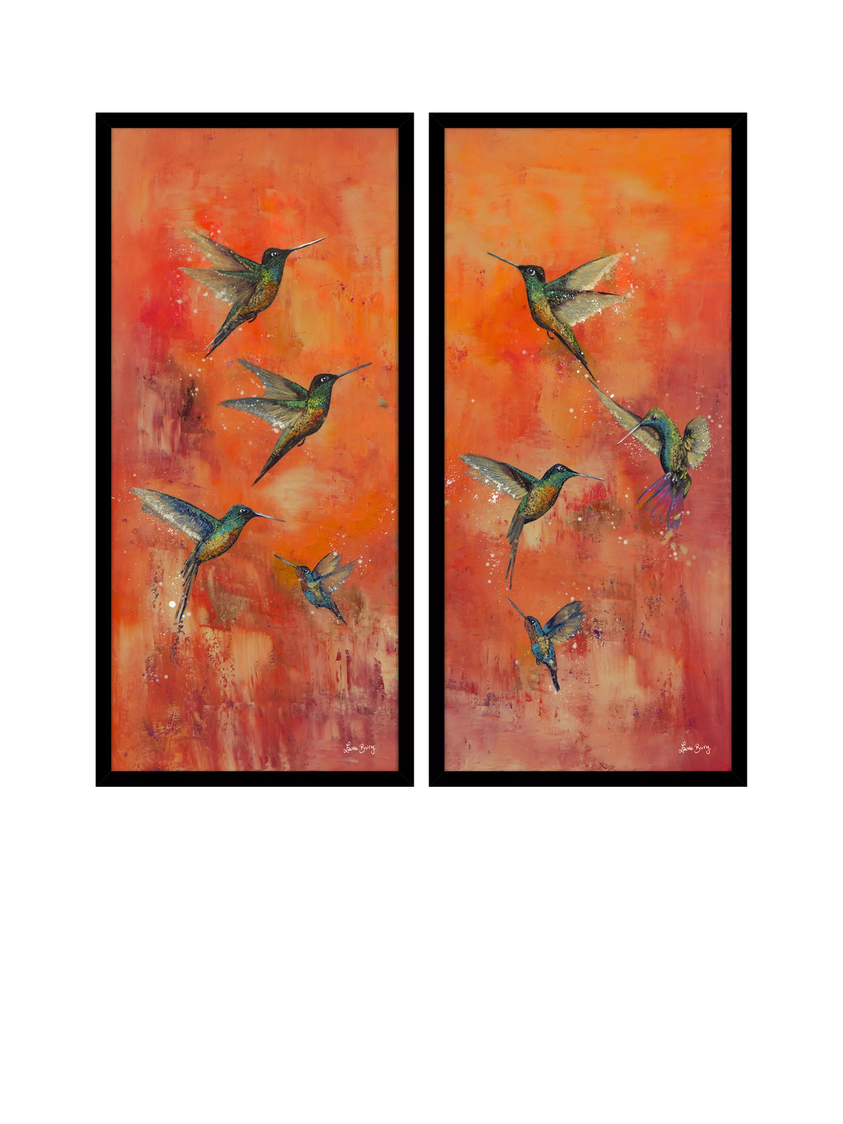 John Lewis Laure Bury 'Nature's Realm I' framed print, set of 2, 103.5 x 48.5cm, orange/green, UK version