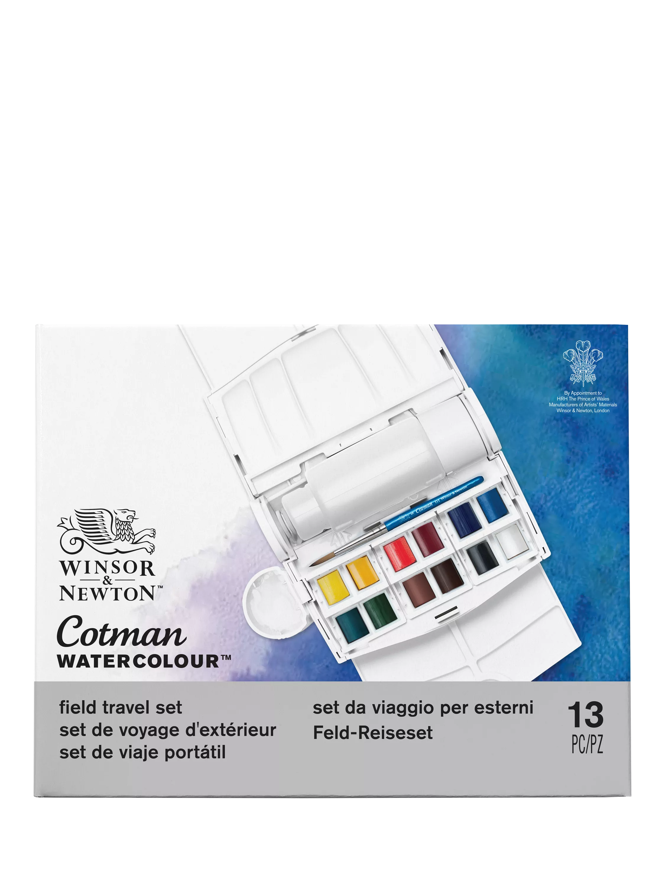 Winsor & Newton travel watercolour paint set with 12 half pans and accessories (British brand)