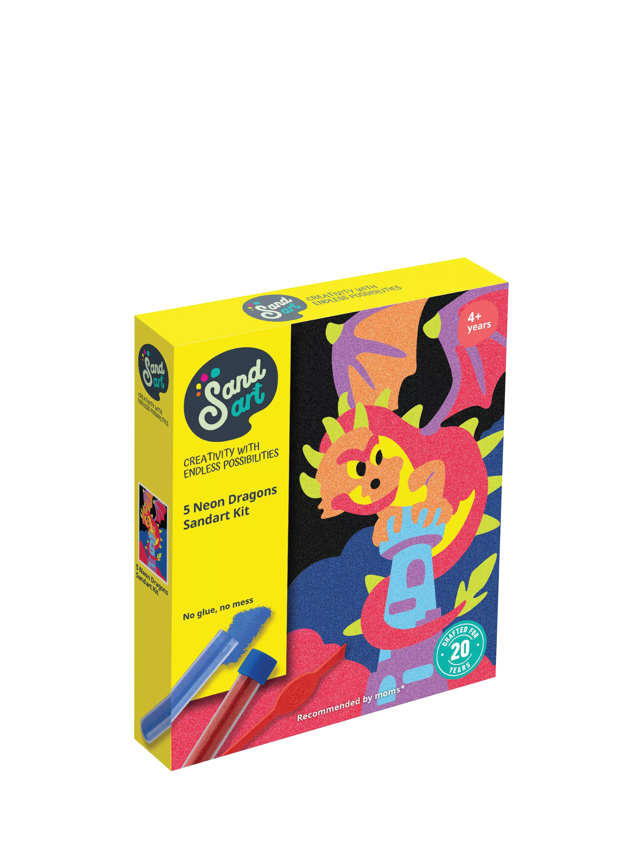Sandart Neon Dragons craft kit set for children (British brand)