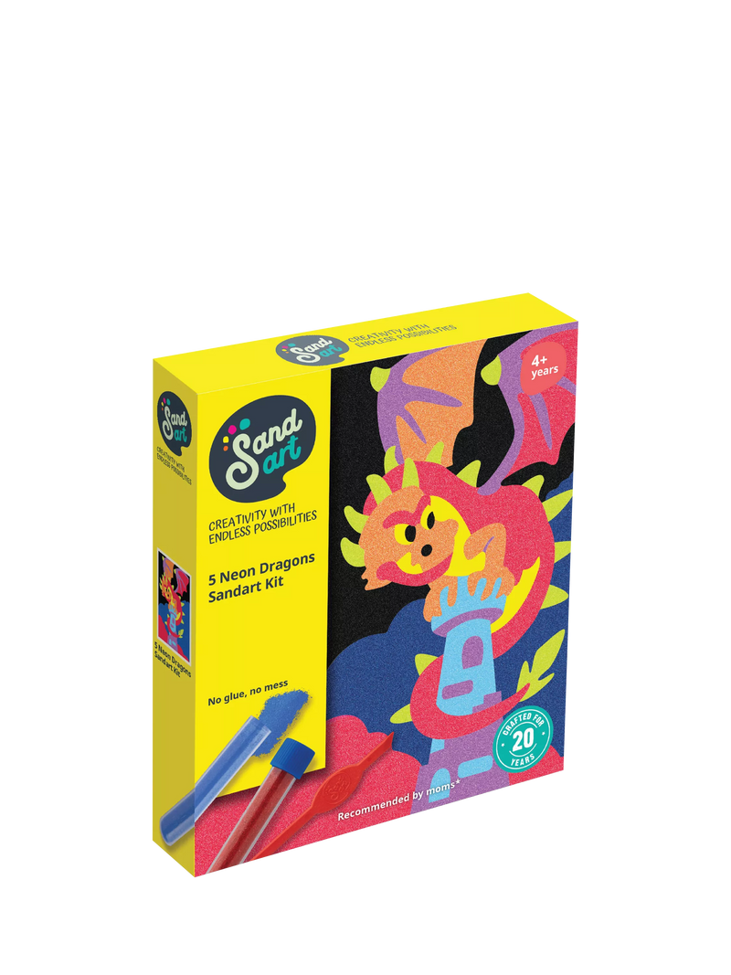 Sandart Neon Dragons craft kit set for children (British brand)