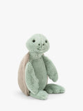 Medium Turtle Soft Toy in Snuggly Minty Green Fur with Beige Shell