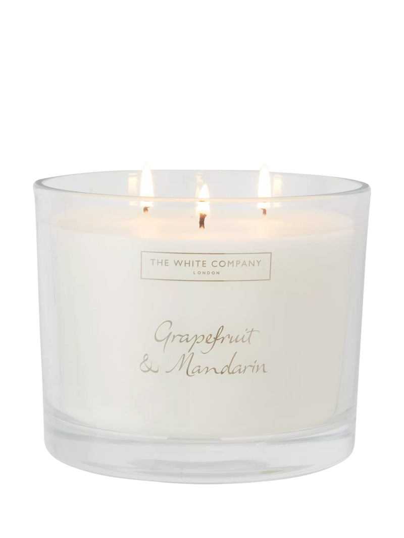 The White Company Grapefruit & Mandarin 3 Wick Scented Candle, 770g