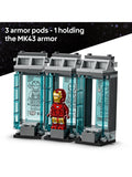 LEGO Marvel Iron Man's Laboratory Hall of Armour building toy, UK version
