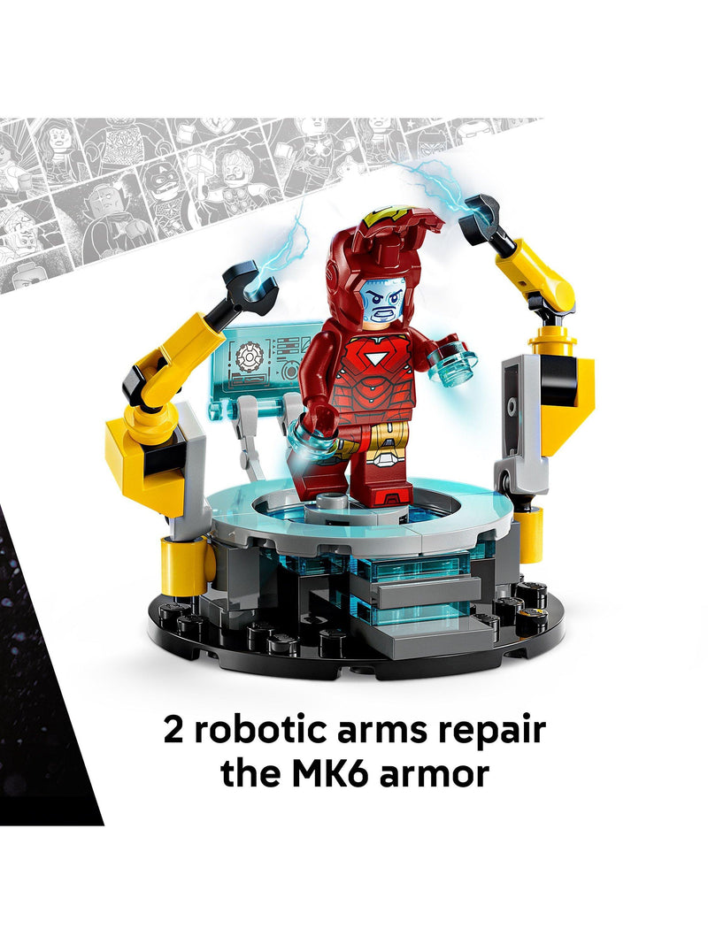 LEGO Marvel Iron Man's Laboratory Hall of Armour building toy, UK version