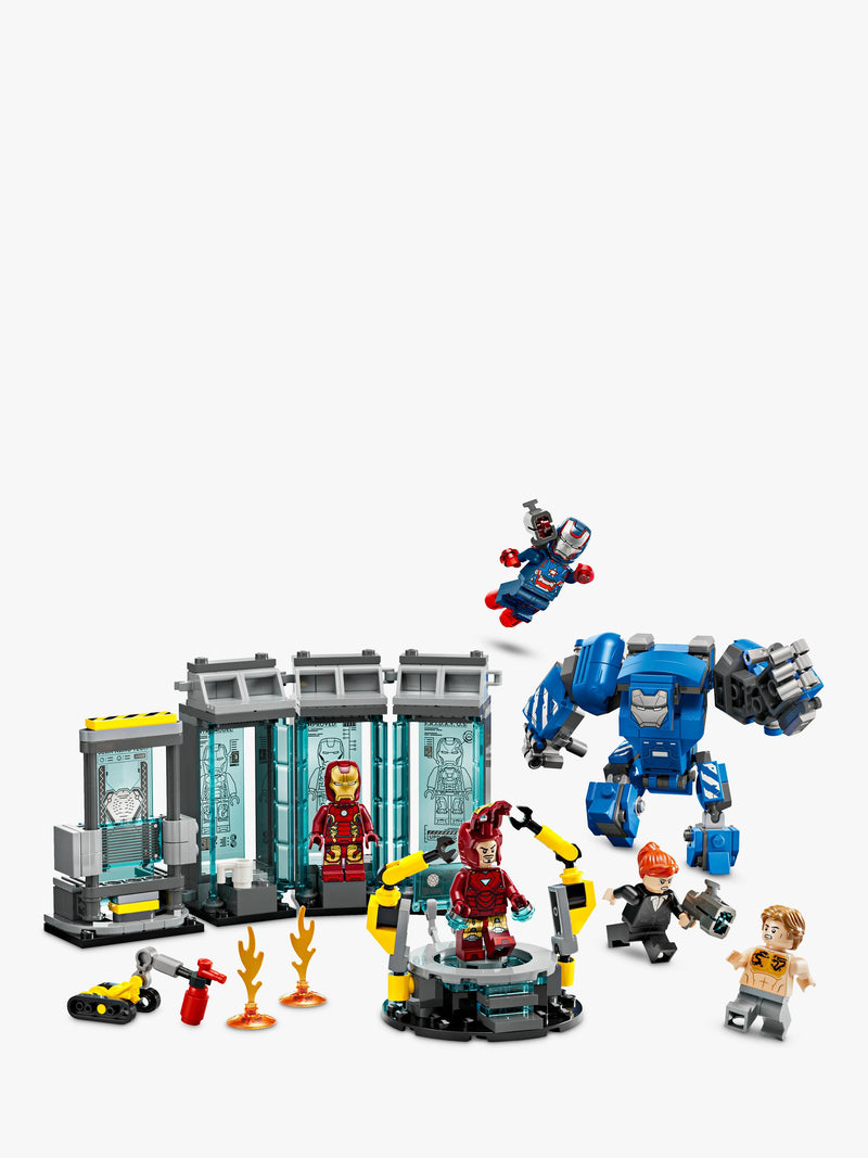 LEGO Marvel Iron Man's Laboratory Hall of Armour building toy, UK version