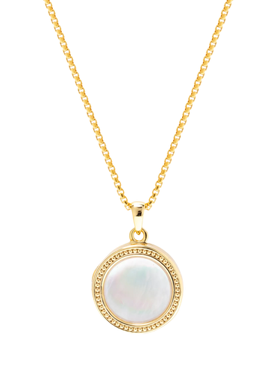 LARNAUTI Mother of Pearl Locket Gold Photo Locket