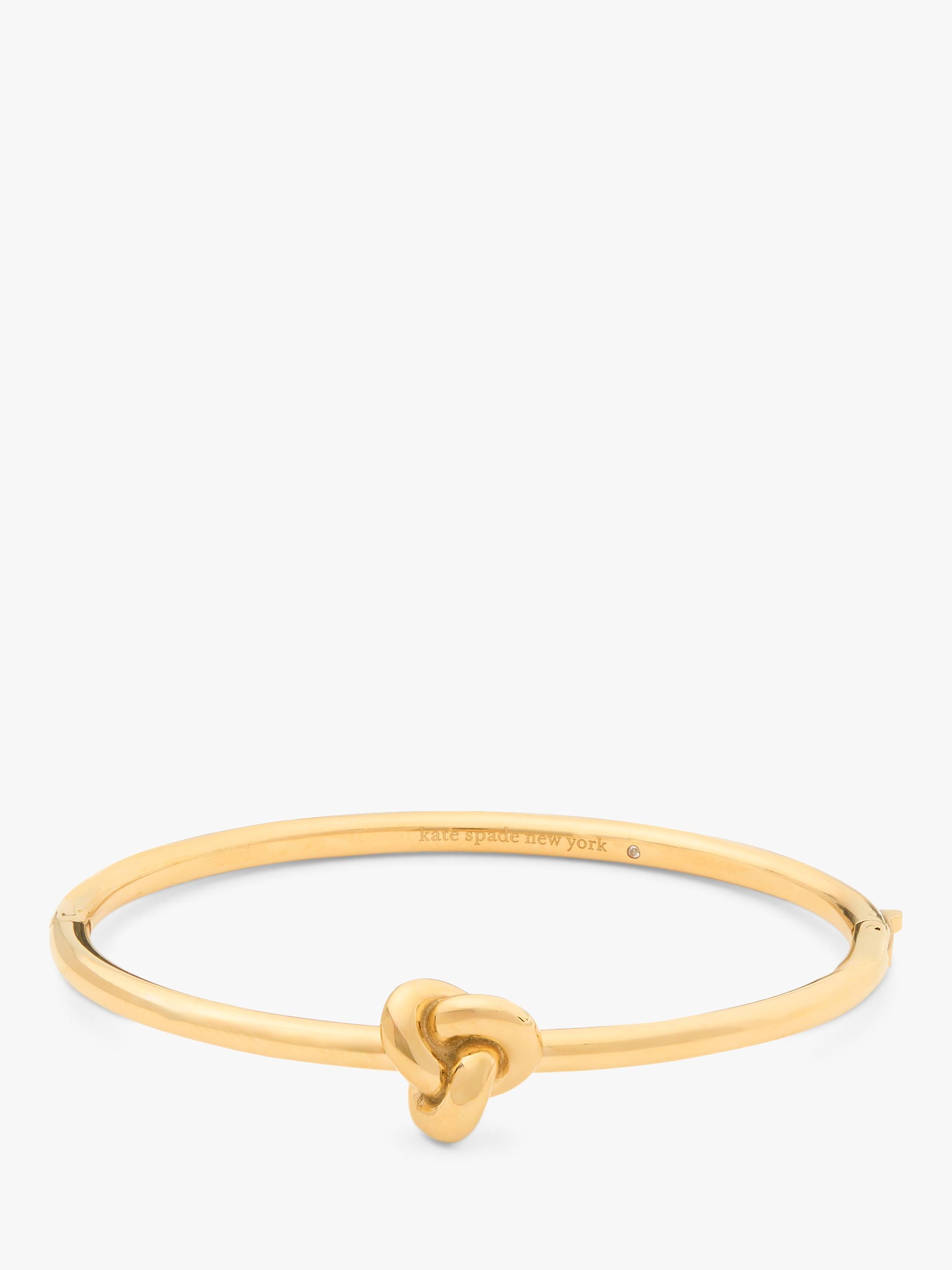 Polished Cubic Zirconia Knot Bangle with Hinge Closure