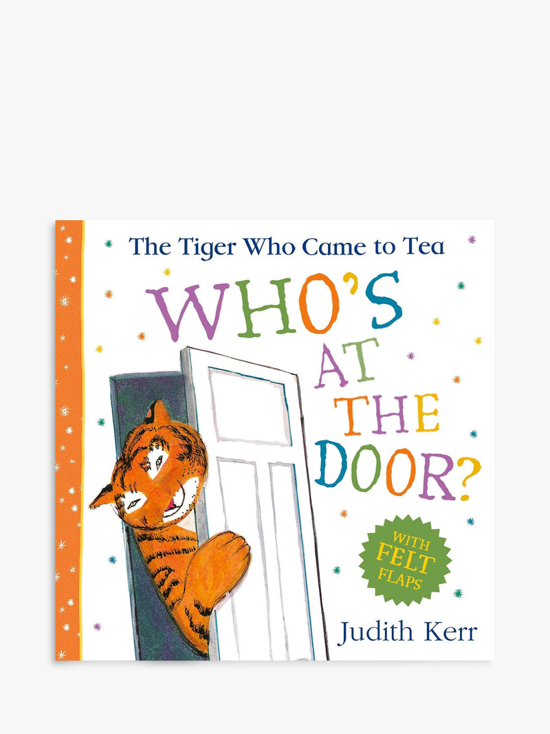 Flap board book based on The Tiger Who Came to Tea Who's at the Door, UK version