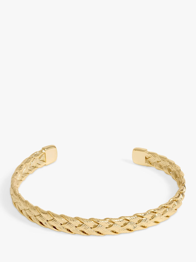 Plaited Cuff Bangle in Gold