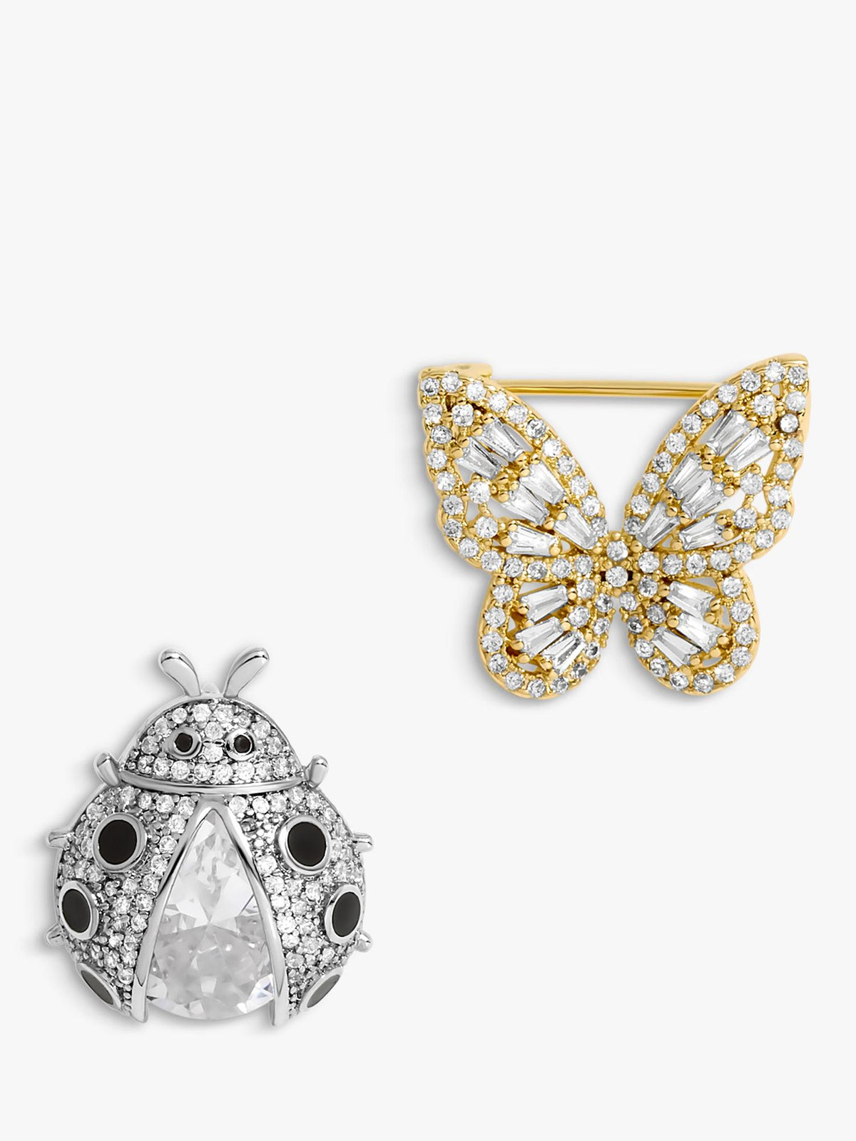 Ladybird and Butterfly Brooches Pack of 2 in Gold and Silver