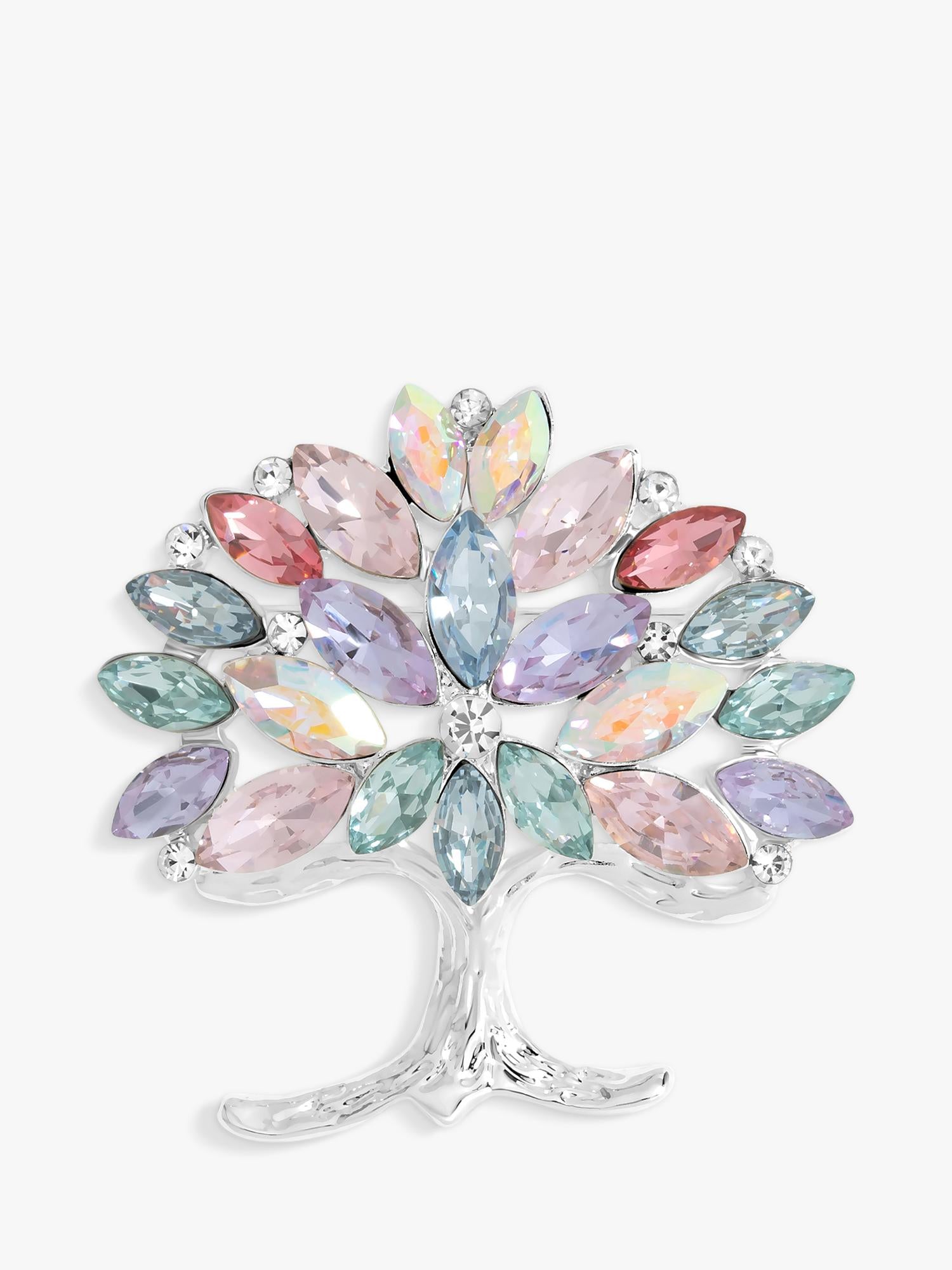 Tree of Life Design Brooch with Silver Finish