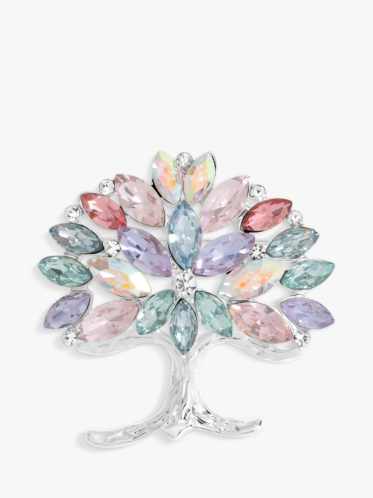 Tree of Life Design Brooch with Silver Finish