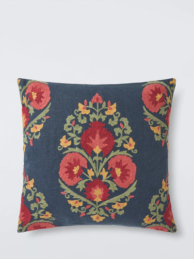 Bukhara Floral Chainstitched Cushion in Night