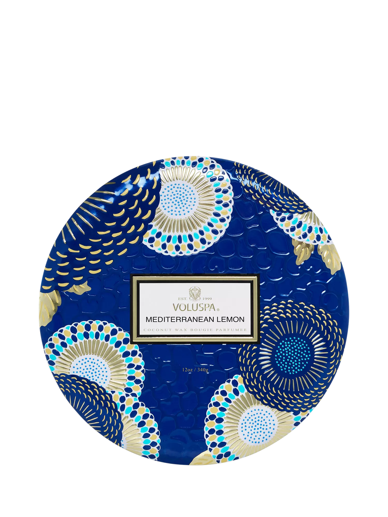 Voluspa Mediterranean Lemon scented candle in tin with three wicks, 340g (British brand)