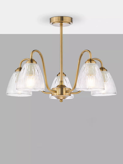 Där Glynis 5 Arm Semi Flush Ceiling Light in Bronze or Nickel Finish
