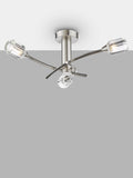 Dar Zonda 3 Arm Crystal Semi Flush Ceiling Light Brushed Nickel