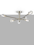 Dar Zonda 6 Arm Crystal Semi Flush Ceiling Light Brushed Nickel