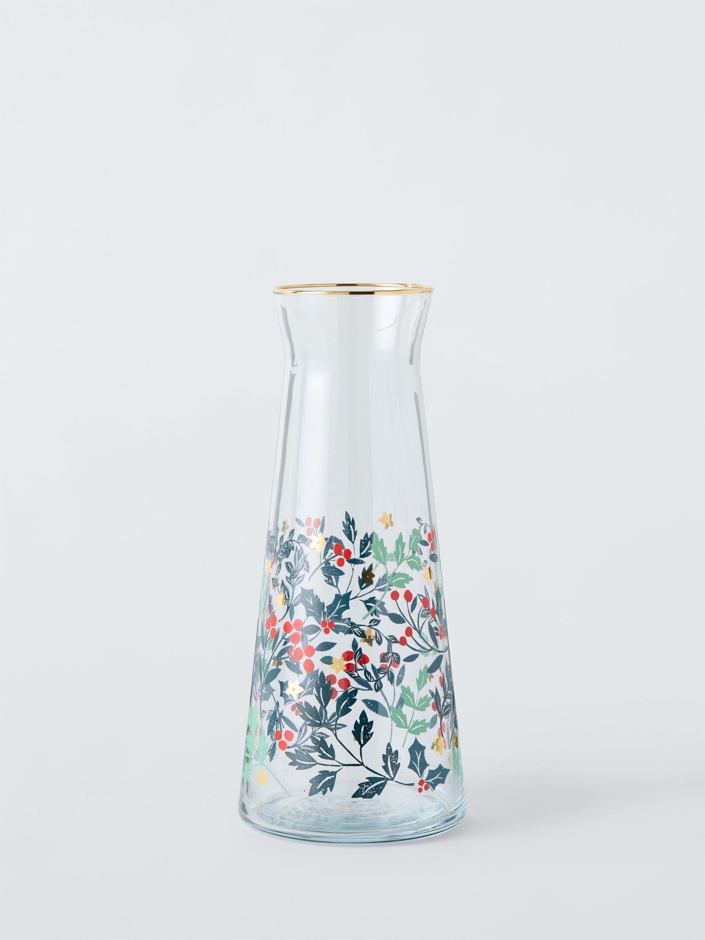 Christmas Foliage Glass Carafe with Gold Rim 1L