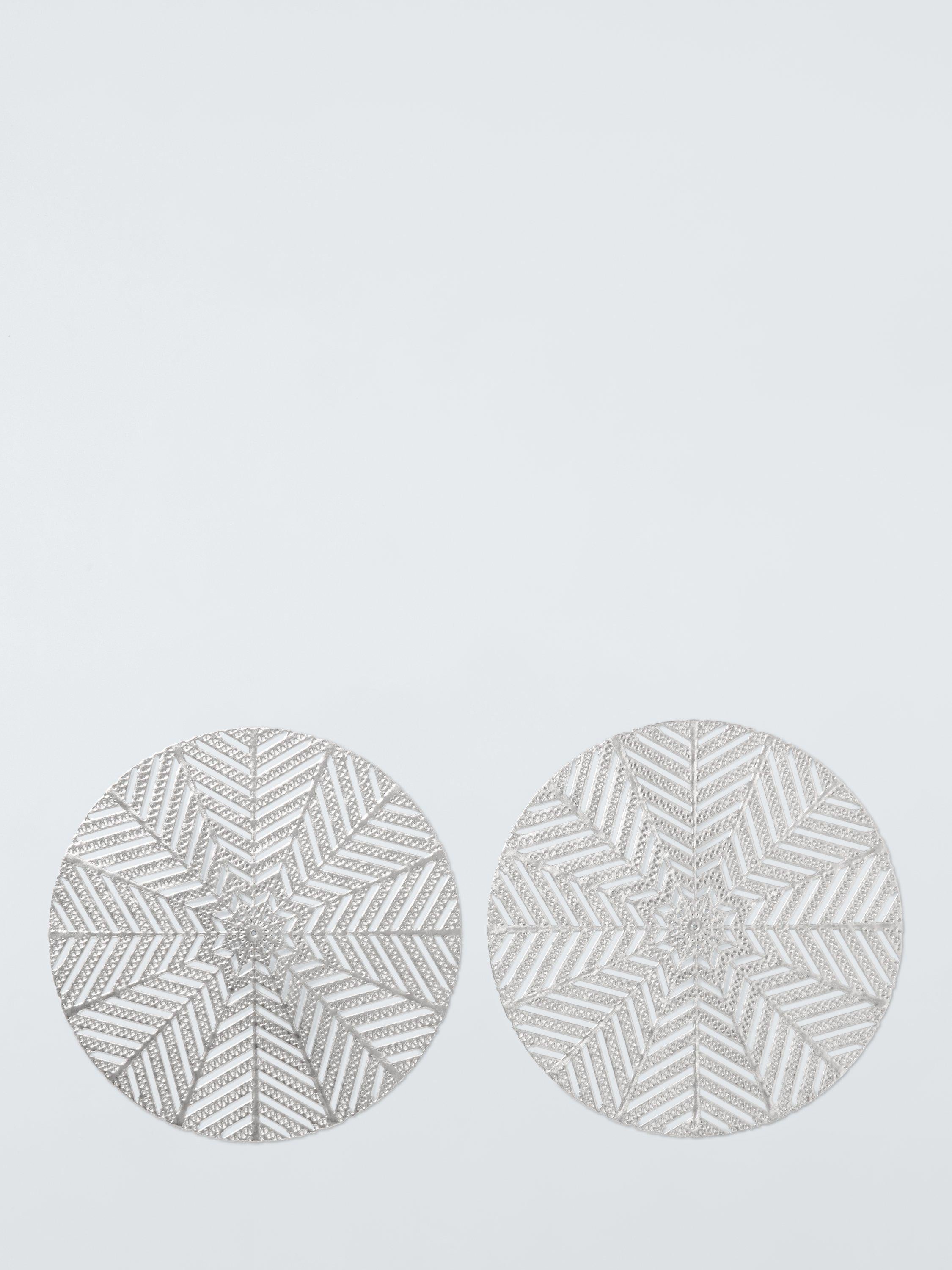 John Lewis cut-out snowflake PVC placemats, silver, set of 2, UK version