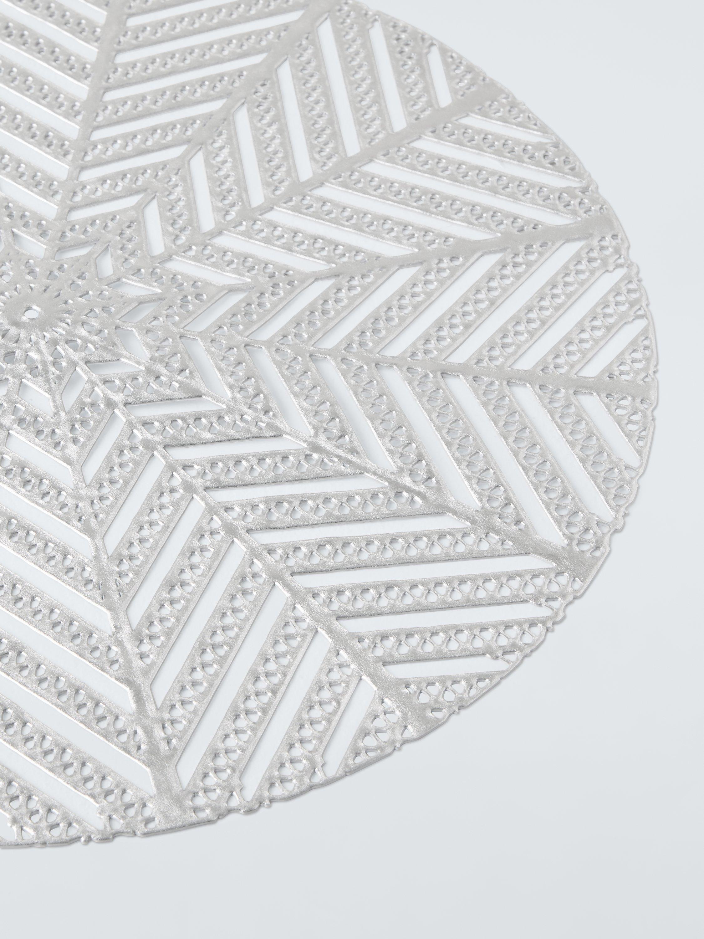 John Lewis cut-out snowflake PVC placemats, silver, set of 2, UK version