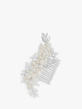 Pearl and Leaf Silver Hair Comb for Wedding and Special Occasion Hairstyles