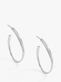Polished Silver Twist Hoop Earrings for Pierced Ears