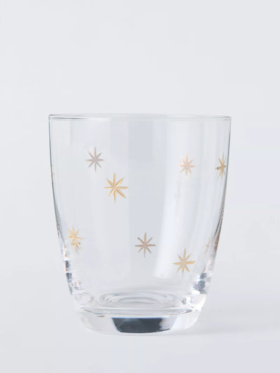John Lewis Etched Star Glass Tumbler 365ml Gold/Clear