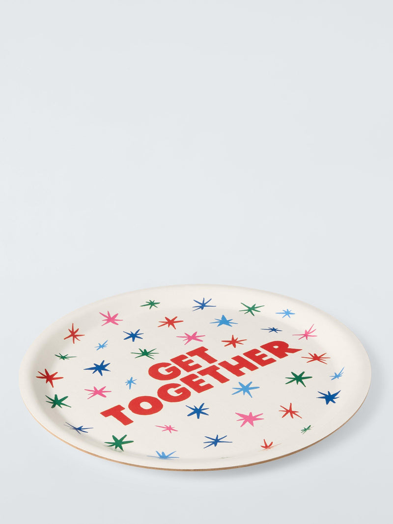Round Party Tray with Colourful Stars, 37cm