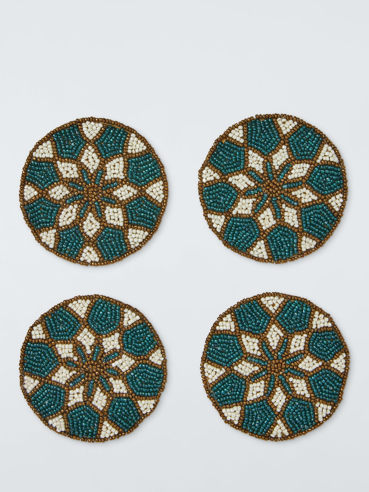 Beaded Coaster Set of 4 in Dark Peacock
