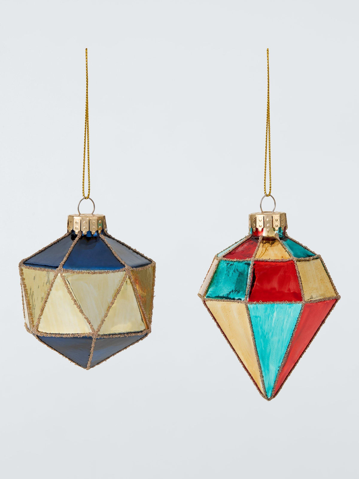 Diamond Shaped Glass Baubles Box of 9