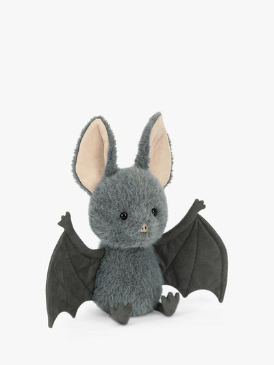 Peluche Chauve-souris bleu-gris avec ailes en suédine anthracite