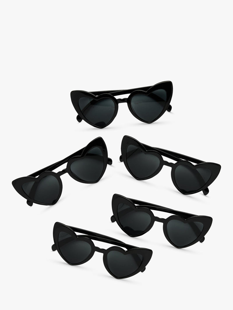 Black Heart-Shaped Sunglasses Pack of 5 for Hen Parties