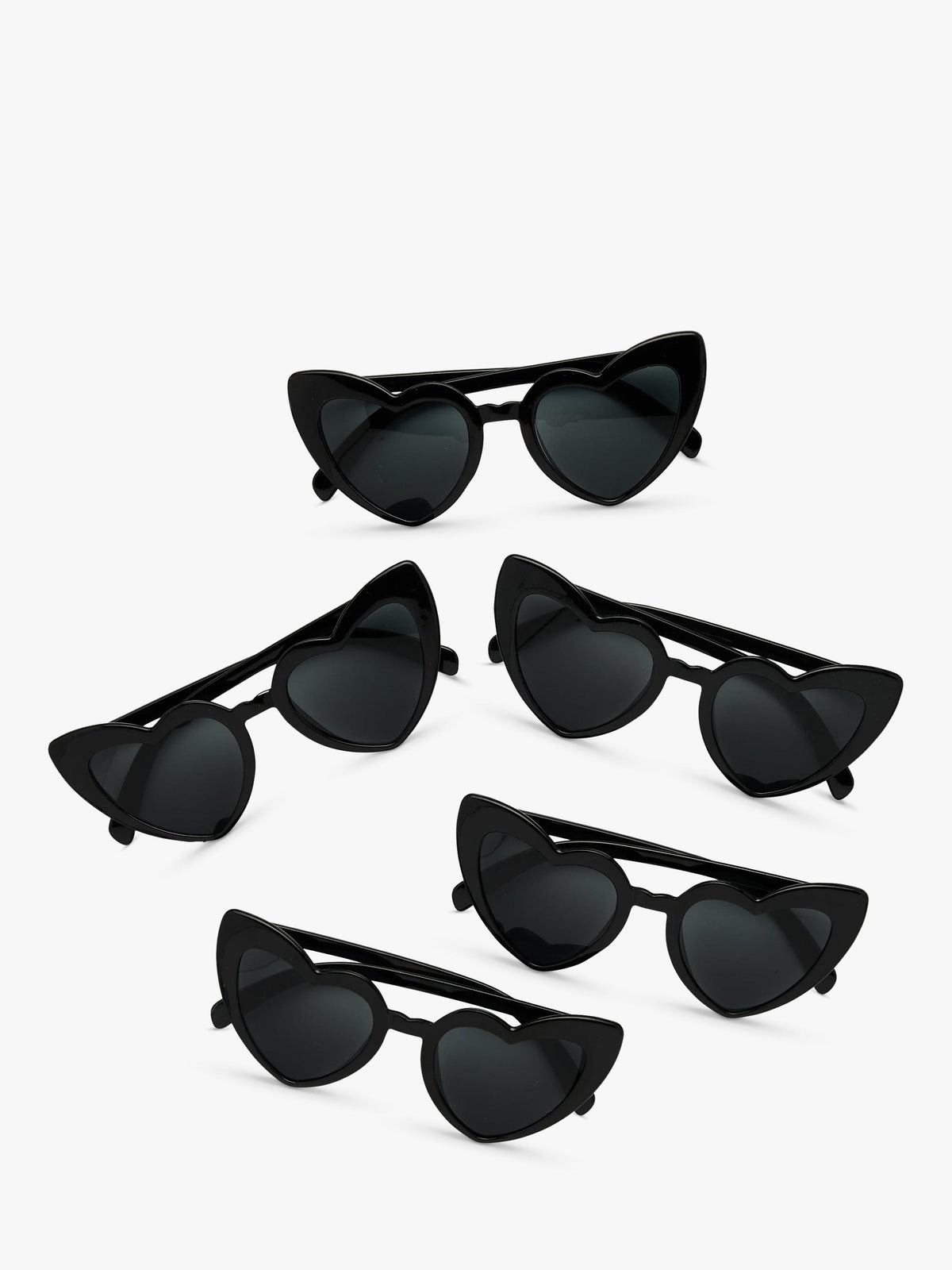 Black Heart-Shaped Sunglasses Pack of 5 for Hen Parties