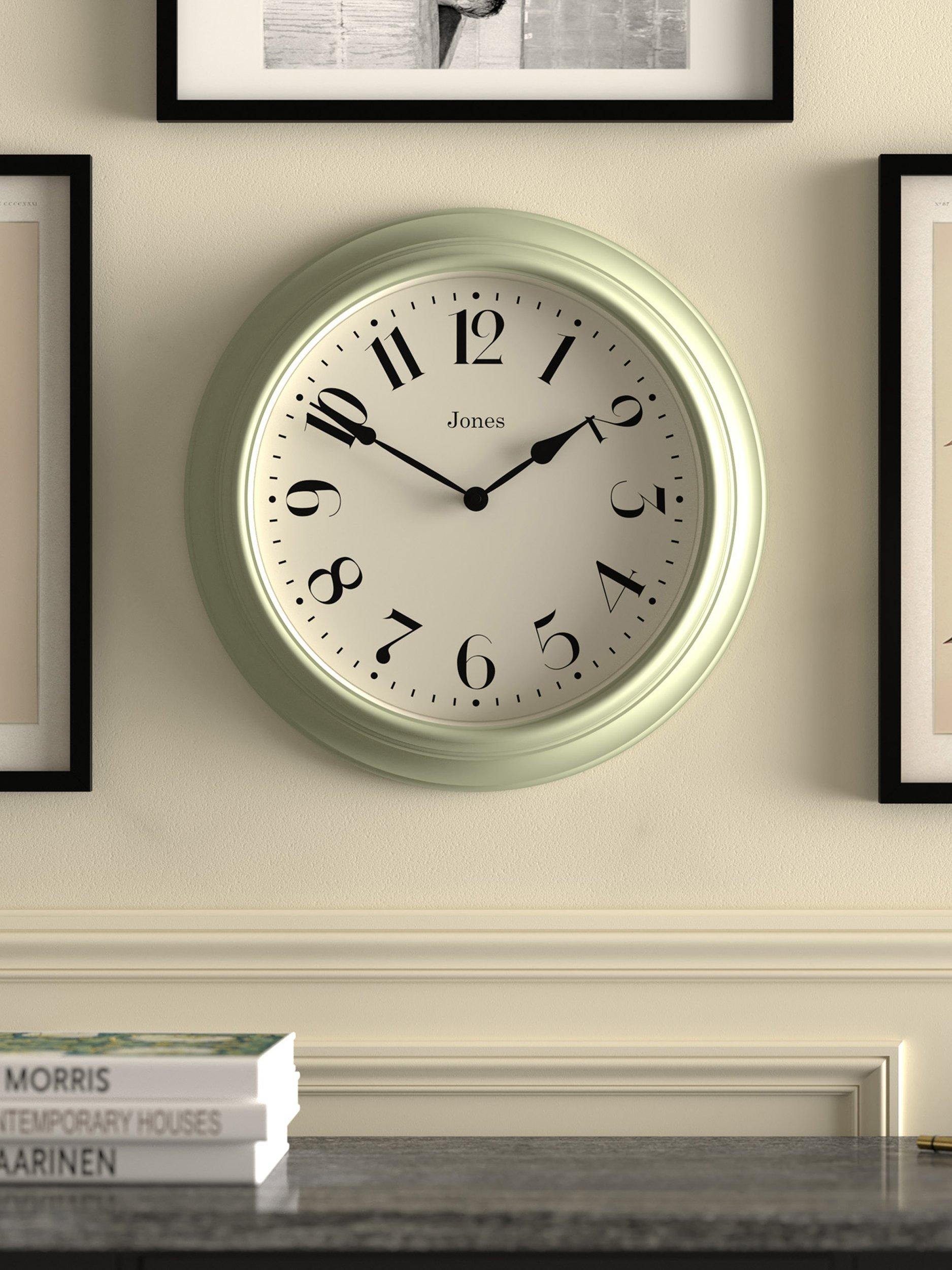 Jones Clocks analogue wall clock with vintage Arabic numerals, 40cm, UK version